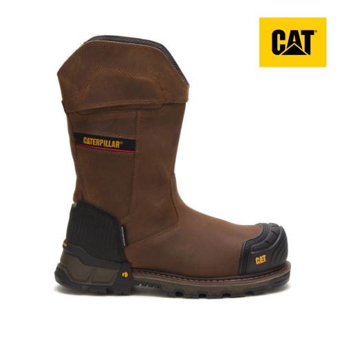 CAT Excavator XL Pull On Waterproof Composite Toe Men's Work Boots Dark Brown (AU A-814) Australia